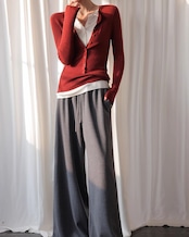 Fake layered slim rib Knit T20336