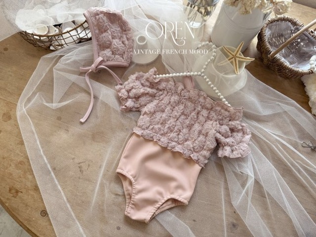˚.꒰ swim ꒱.˚  baby【予約商品】2025夏新作 OREN オレン 2色展開  ラベンダー ミニローズ(帽子つき)