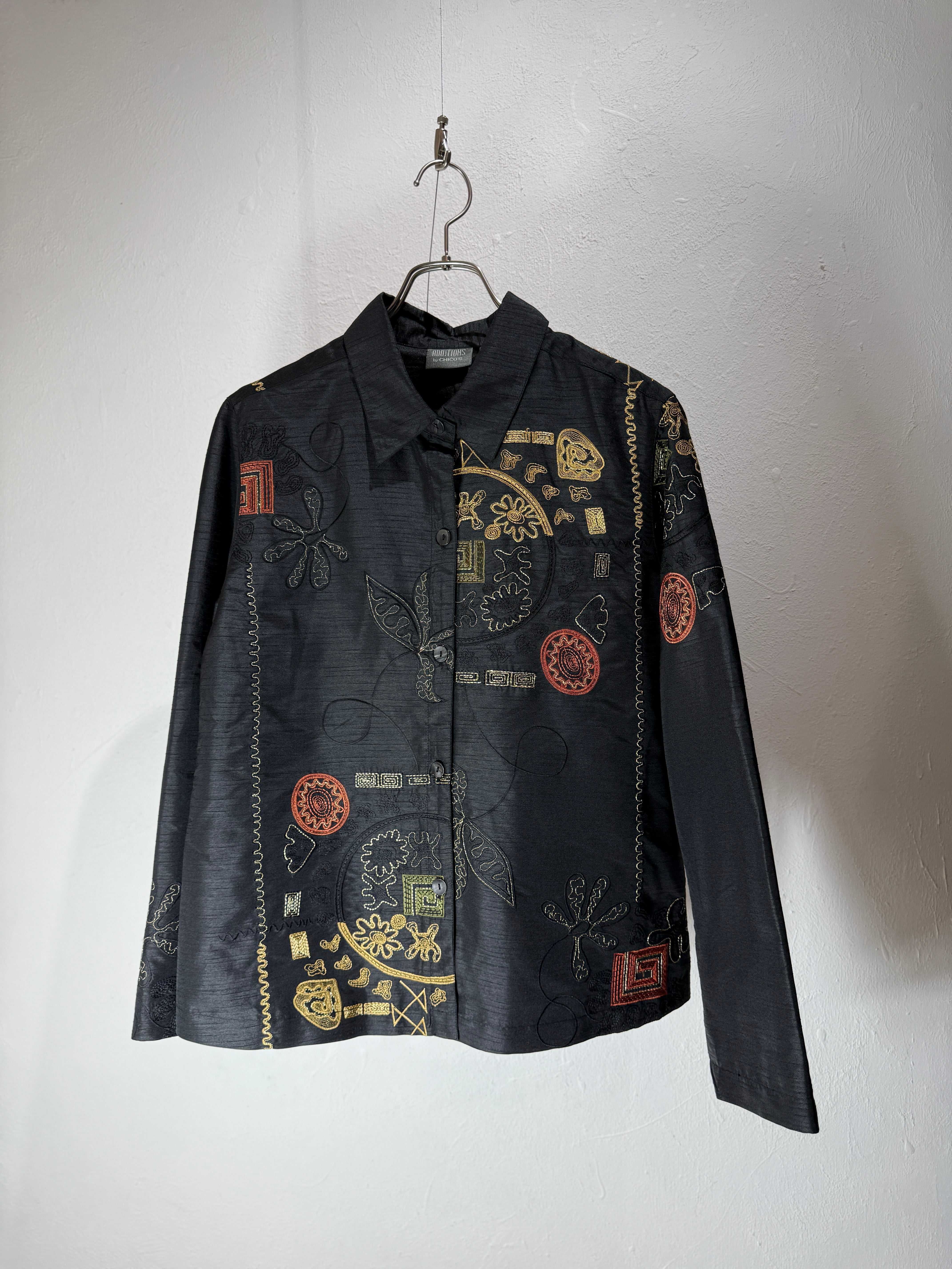 90s–00s embroidered art design shirt jacket