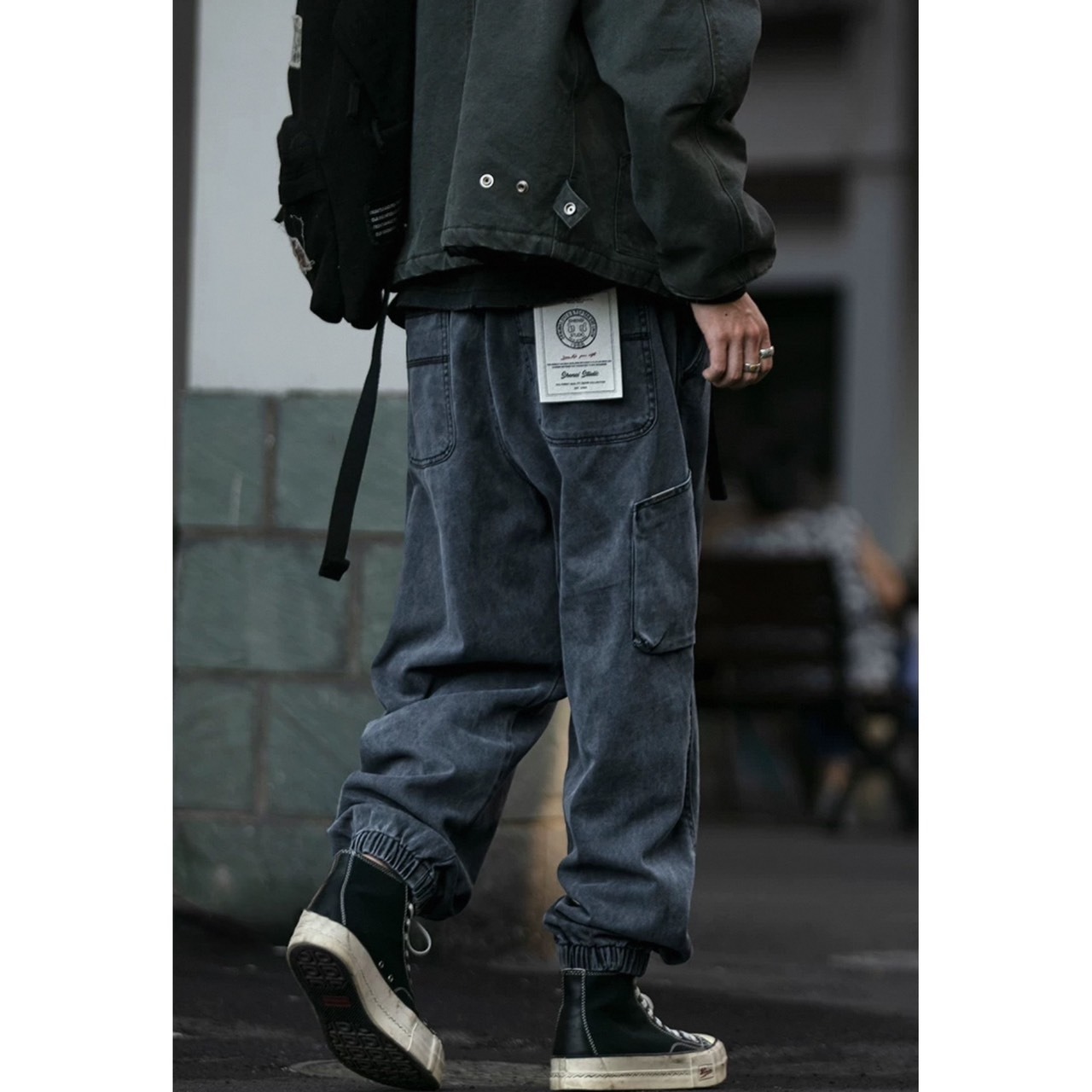 Back design wide leg cargo pants 0260 - 5