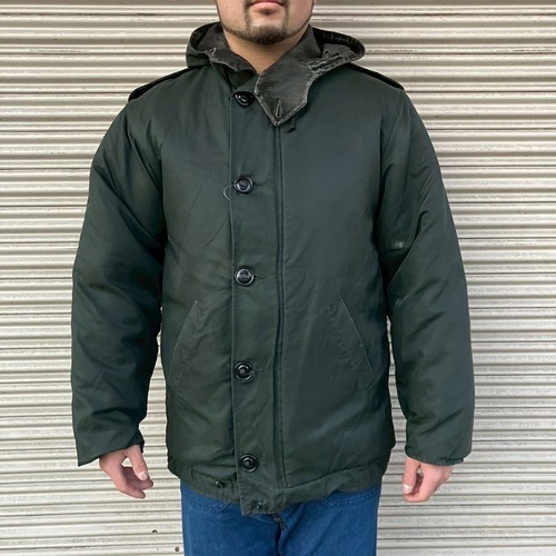 80s カナダ軍 実物 RCN Intermediate Cold Weather Parka 防寒 デッキ パーカー フーデッド ジャケット ブラック N-1ヴィンテージ 黒