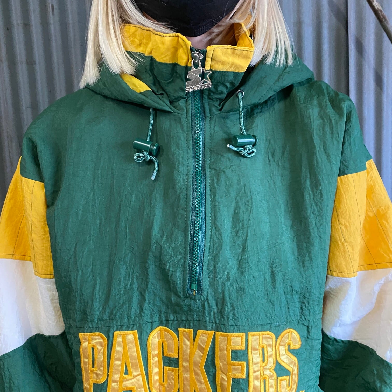 ９０年代Packers XL 刺繍 中綿 ナイロンジャケット パッカーズ