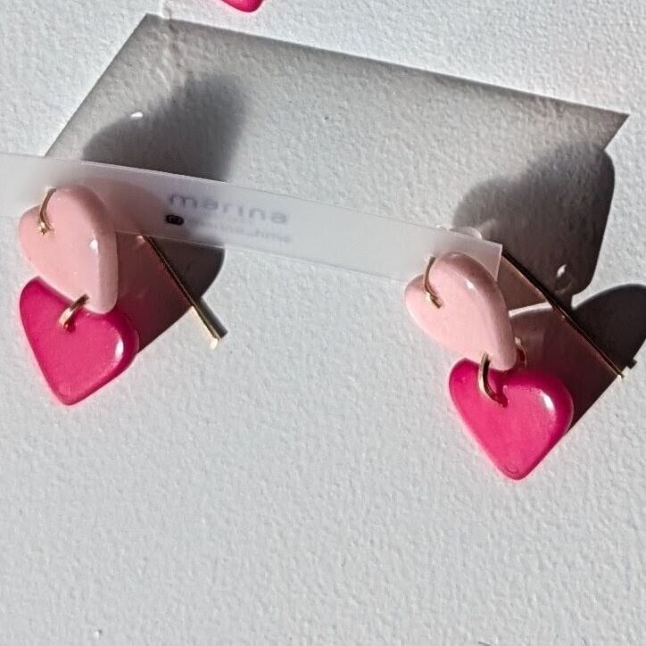 LIMITED09/ 14kgf 2Hearts Tagua Nuts pierced earrings / clip on