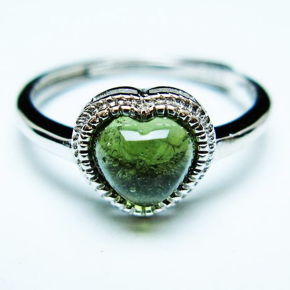 モルダバイト リング 指輪 ハート 12号 フリーサイズ 一点物 メール便可 [M便 1/20] 199-451