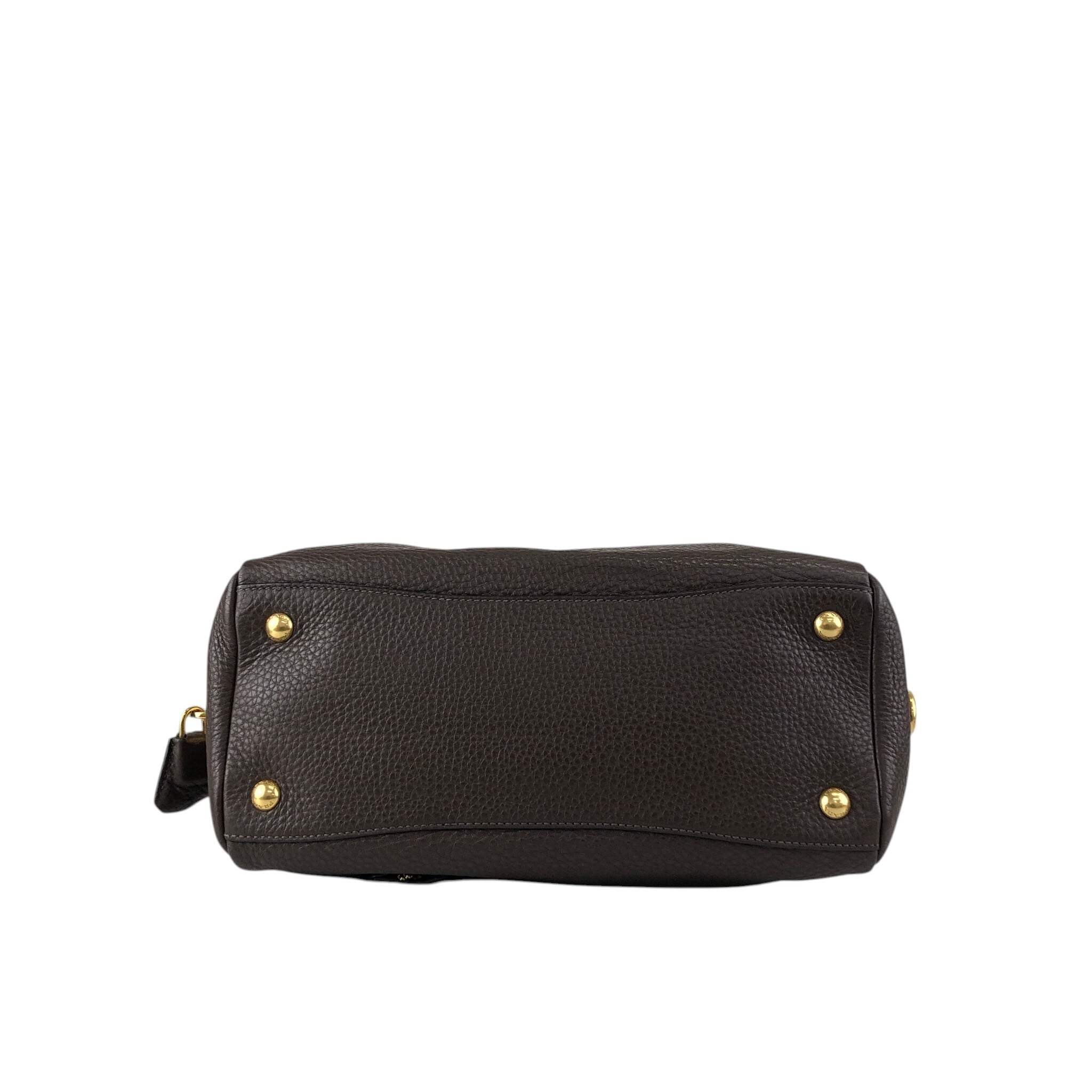 PRADA プラダ ショルダーバッグ ブラウン ロゴ レザー vintage