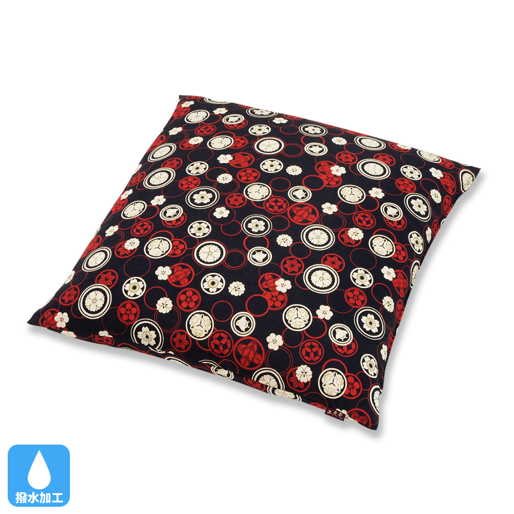紬 座布団(カバーのみ)花鳥紋BB(紺)55×59