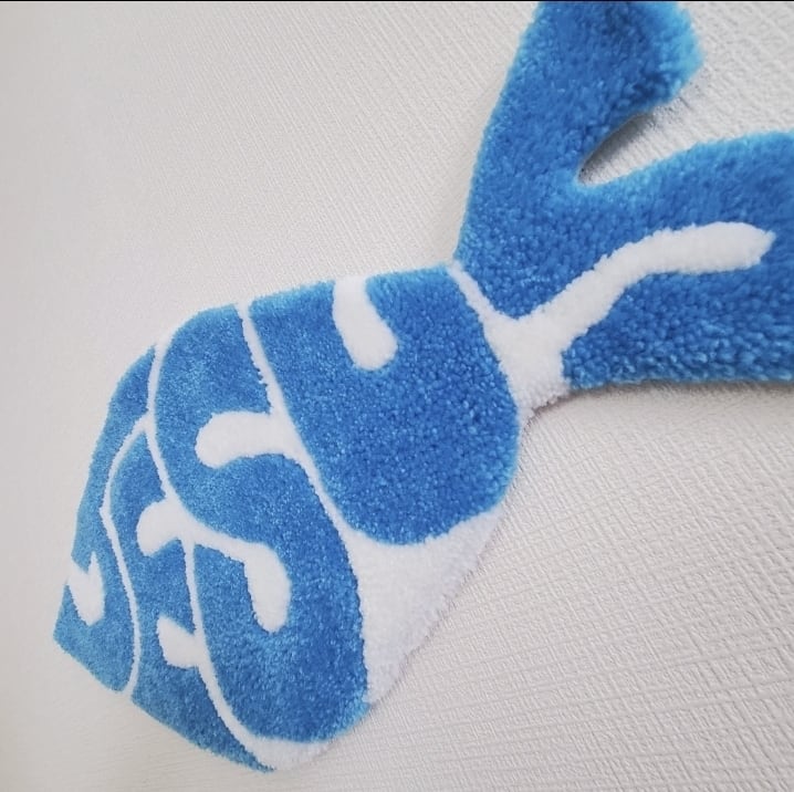 ハンドメイド】Good Vibes 壁掛け丸型タフティングラグ ハンドメイド