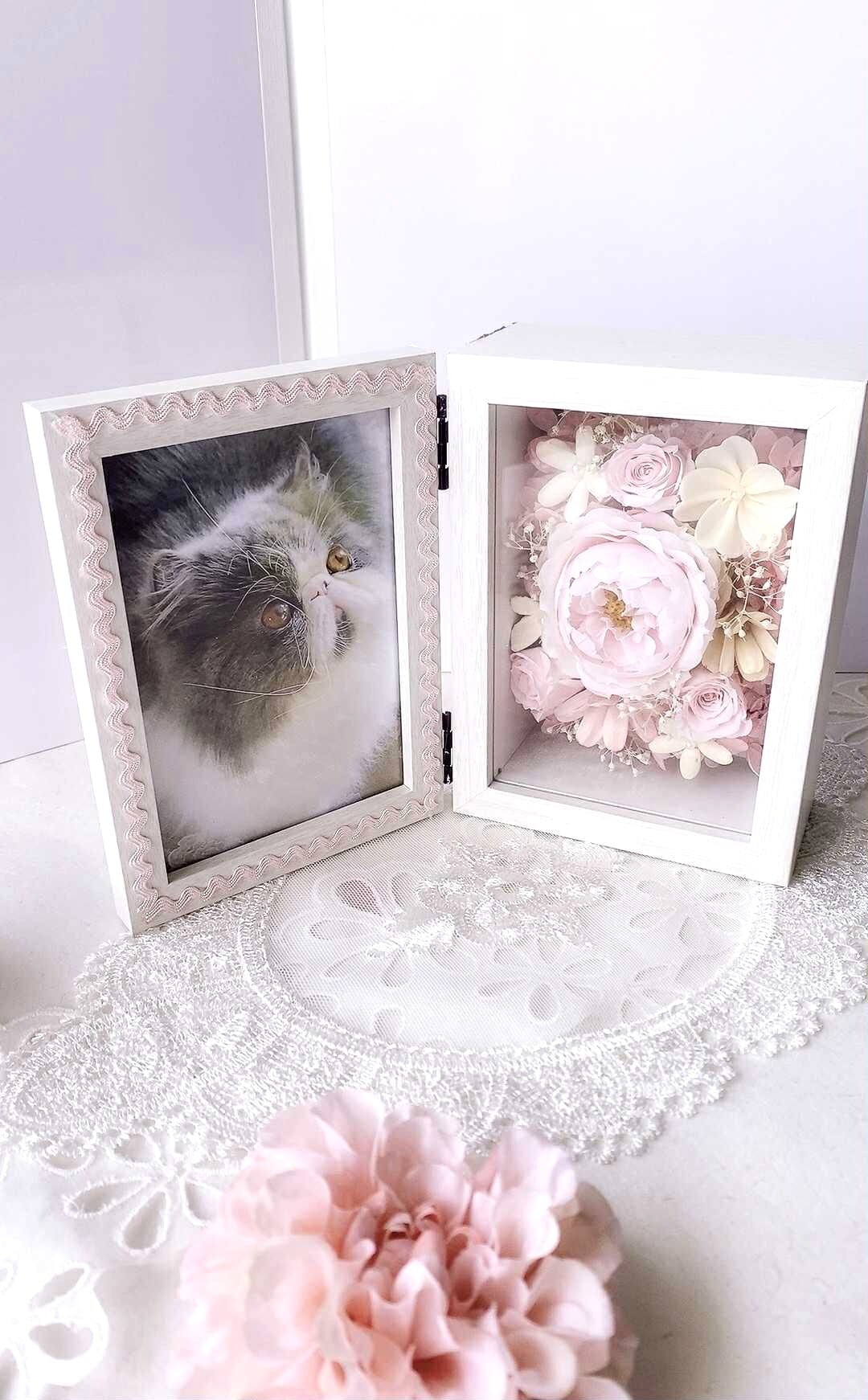 ことばの花束フラワーフレーム【PE-604】約14.5×21.5㎝│木枠両面ガラスフレーム│贈り物｜写真│名入れ│メッセージ対応｜記念日│誕生日ギフトに