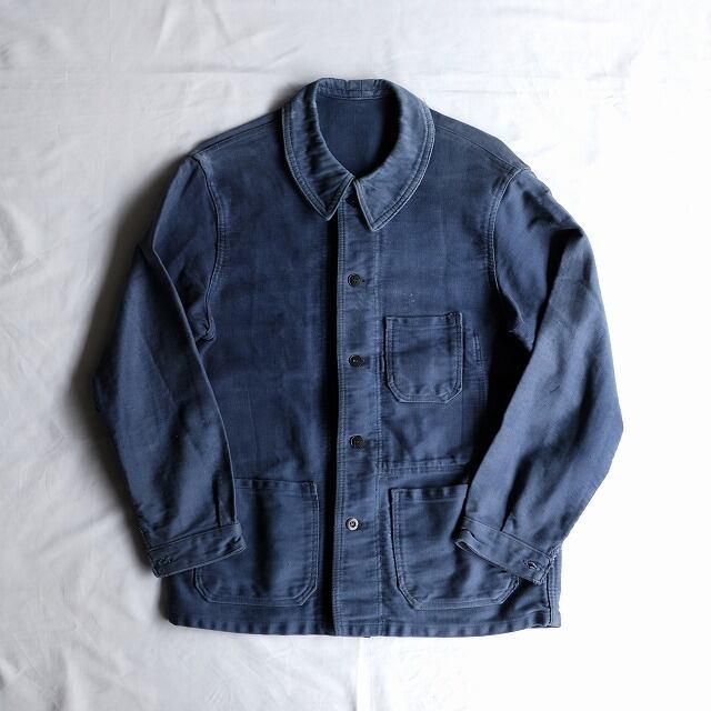 50s FRENCH VINTAGE BLUE MOLESKIN JACKET | safarionline