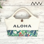 〖受注制作〗ハワイアン✿「ALOHA」プリント入りのロープひもミニトートバッグ