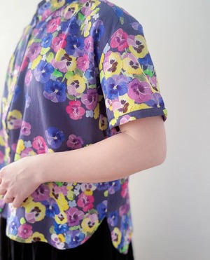 オーガニックコットン半袖ブラウス　パンジー