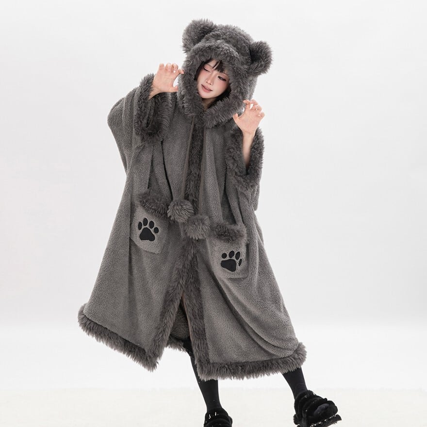 アニマルコート コスプレ ふかふか マウスフード付き コート フェイク