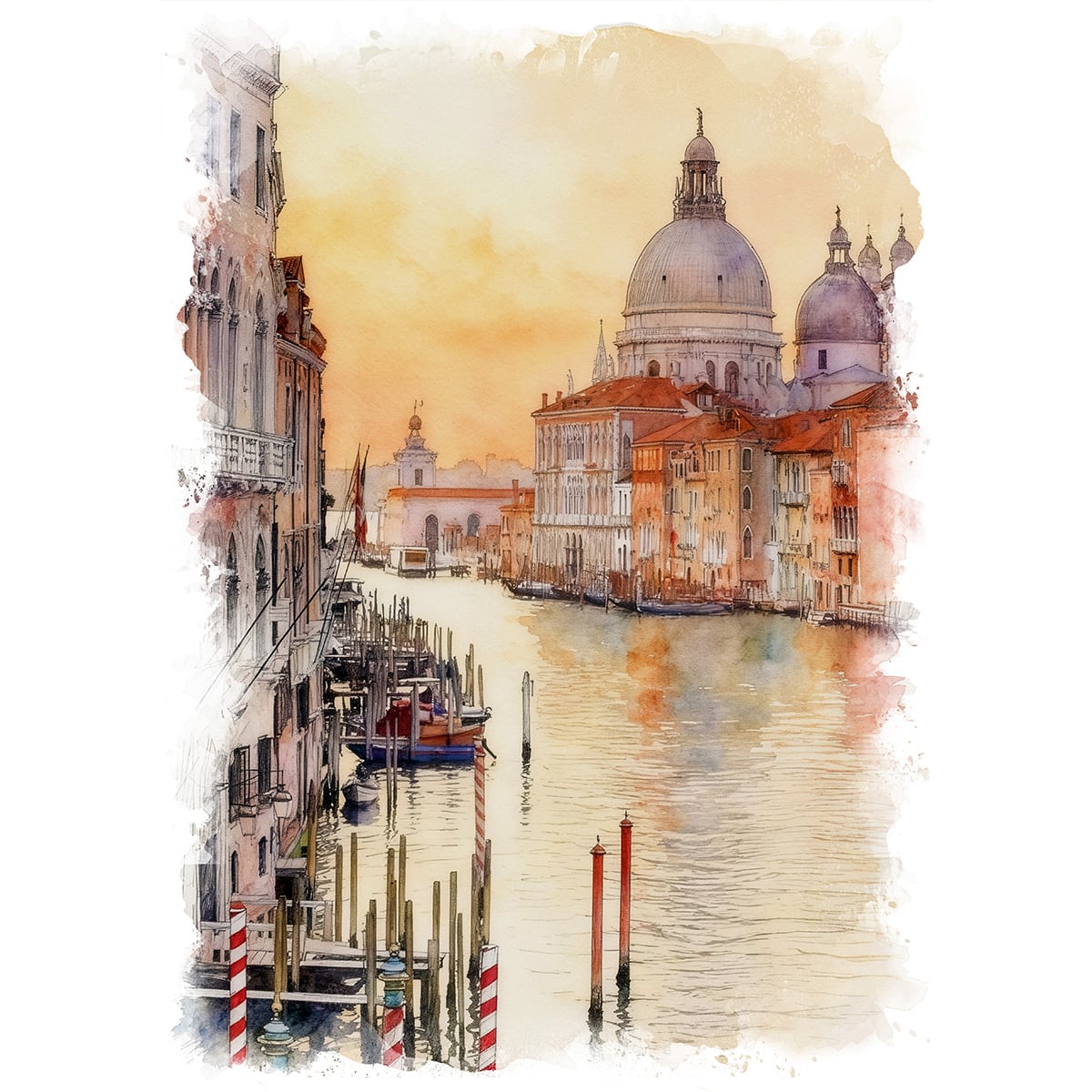 絵画 風景画(街並み) イタリア 夕暮れ時のヴェネツィア インテリア