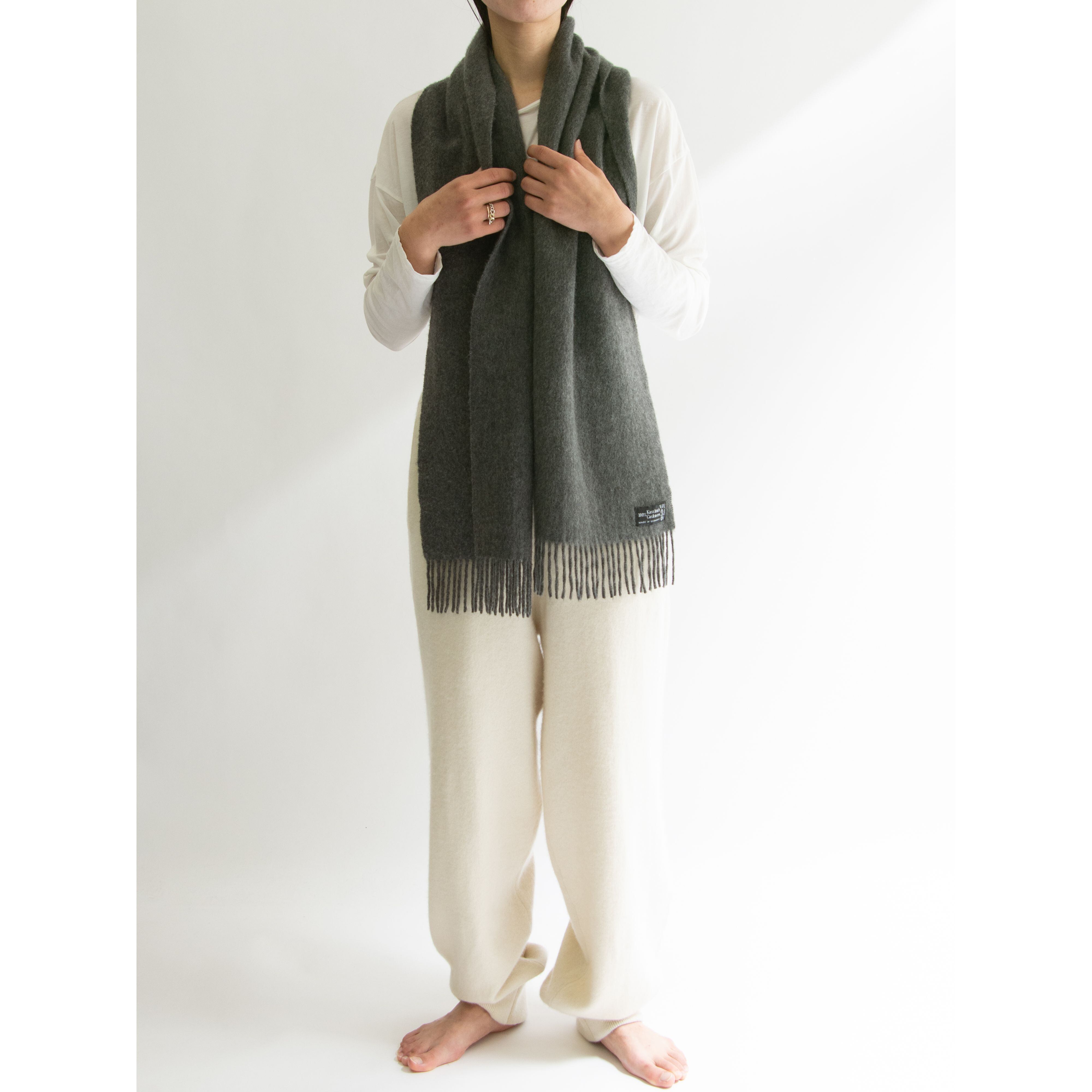 【Unknown Brand】Made in Germany 100% Cashmere Fringe Scarf（ドイツ製 カシミヤフリンジマフラー）