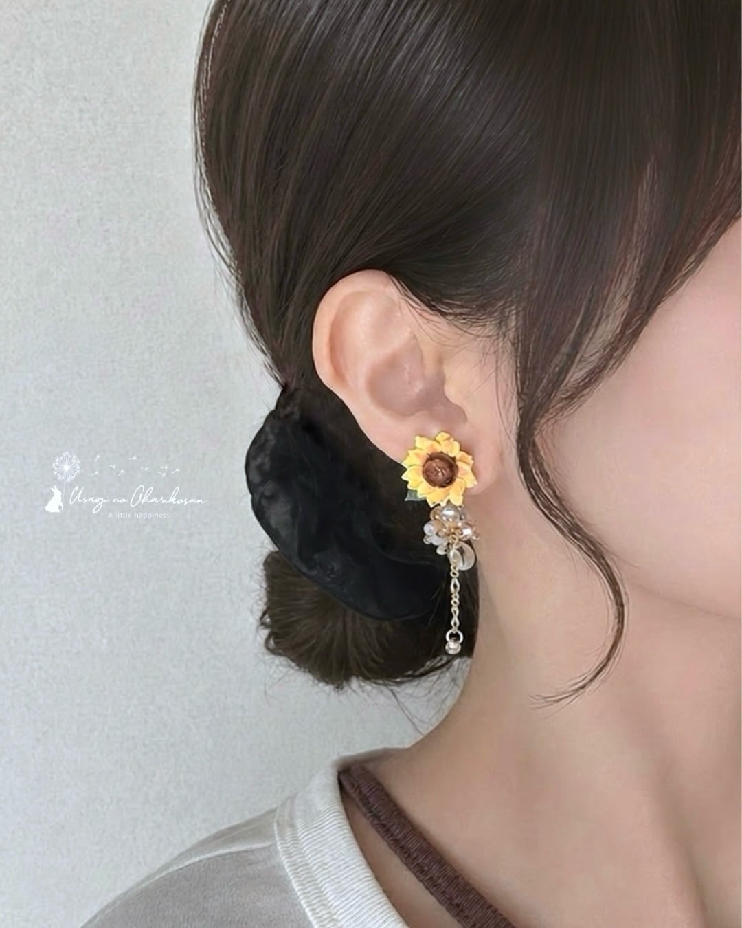 向日葵の ピアス/イヤリング | うさぎのお針子さん