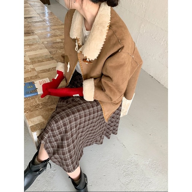 【コート】 ムートンコート レディース きれいめ アウター ダッフルコート キャメル 茶色 ミドル 秋 冬 20代 30代 40代 可愛い 韓国 ファーコート カジュアル S M L