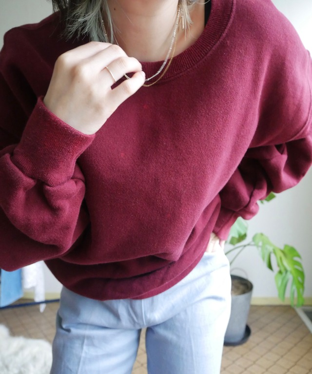 80s-90s MADE IN USA Solid Sweatshirt / Burgundy