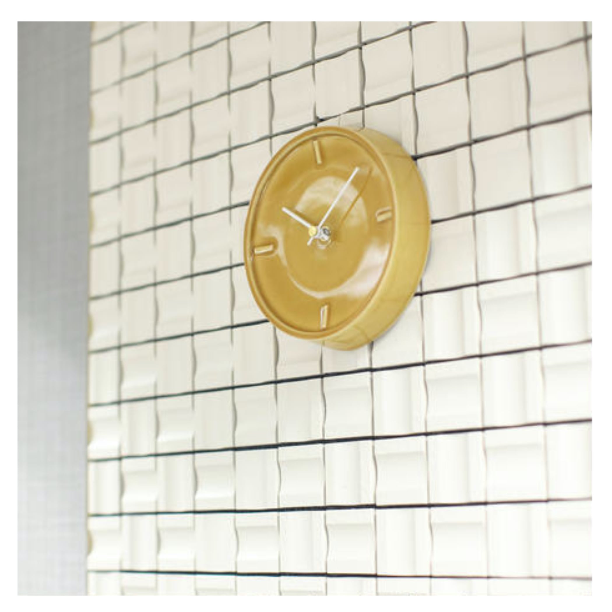 杉浦製陶 壁掛け時計 日本製 GLAZED CLOCK 陶磁器 直径 16cm 厚さ 3.5