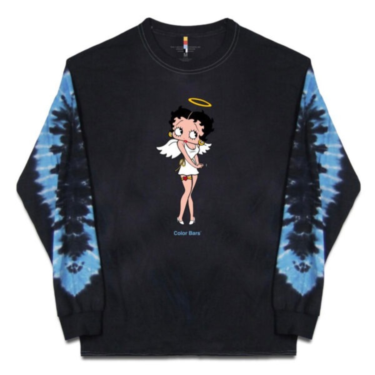 Color Bars x Betty Boop Angel Long Sleeve Tee Navy Blue / Powder Blue ...