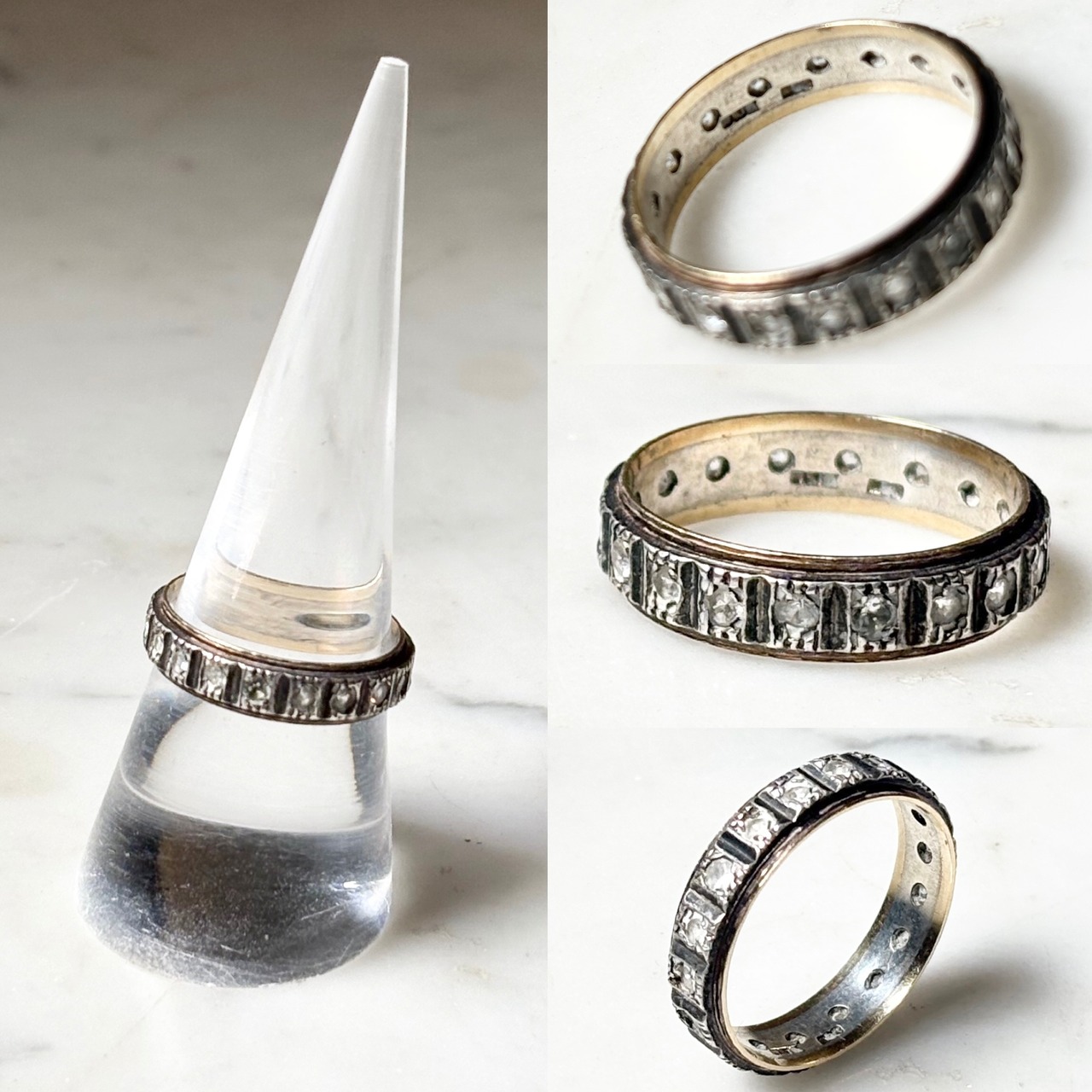 vintage silver × 9ct gold band ring