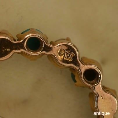 英国ビンテージ 9Kゴールド　 シードパールのブローチ アンティーク 9Kゴールド 合成ルビー シードパール バーブローチ