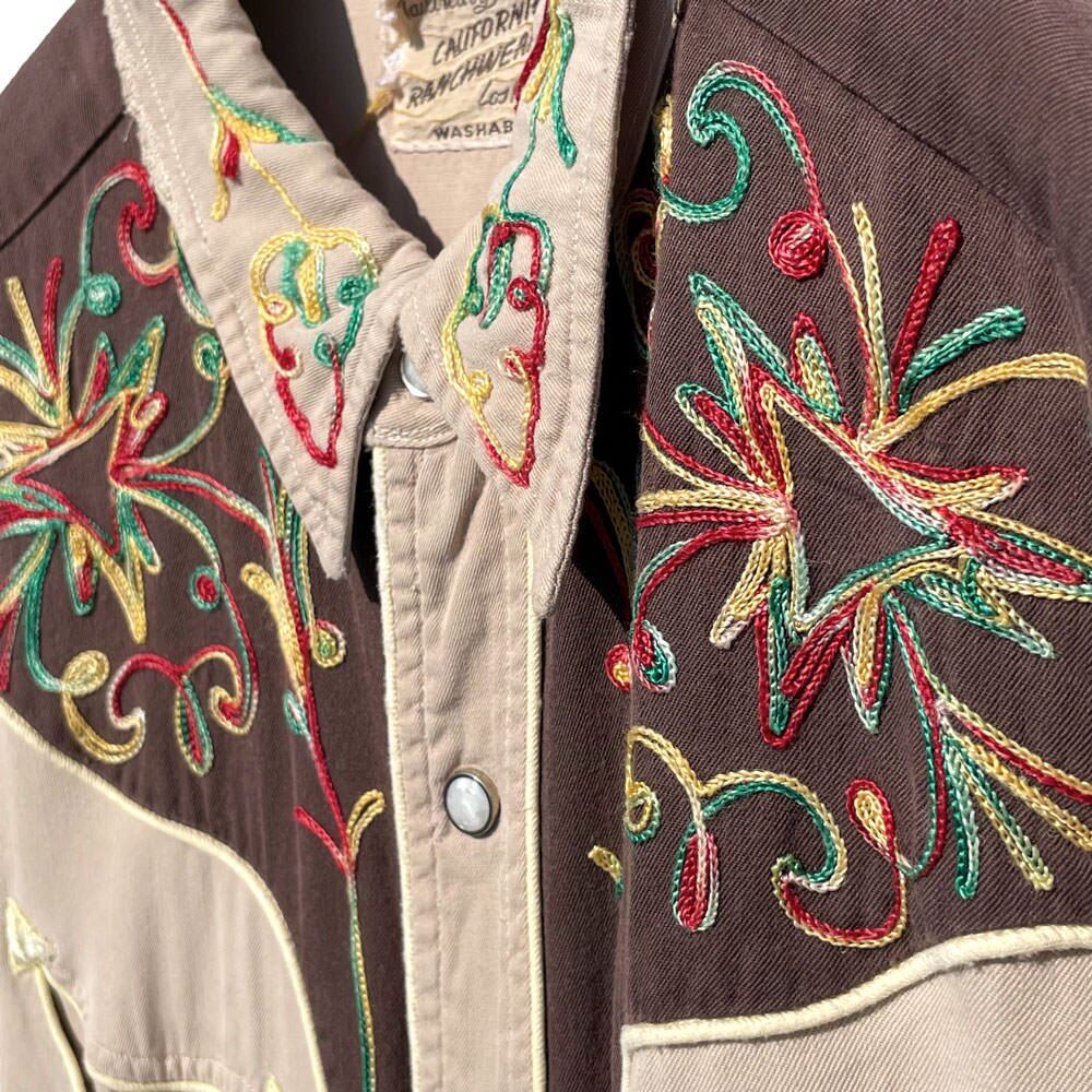 トップス WESTERN PAJAMA SHIRT RAYON GABARDINE Vintage 1950's “miller” Jet Black Rayon Gabardine Western