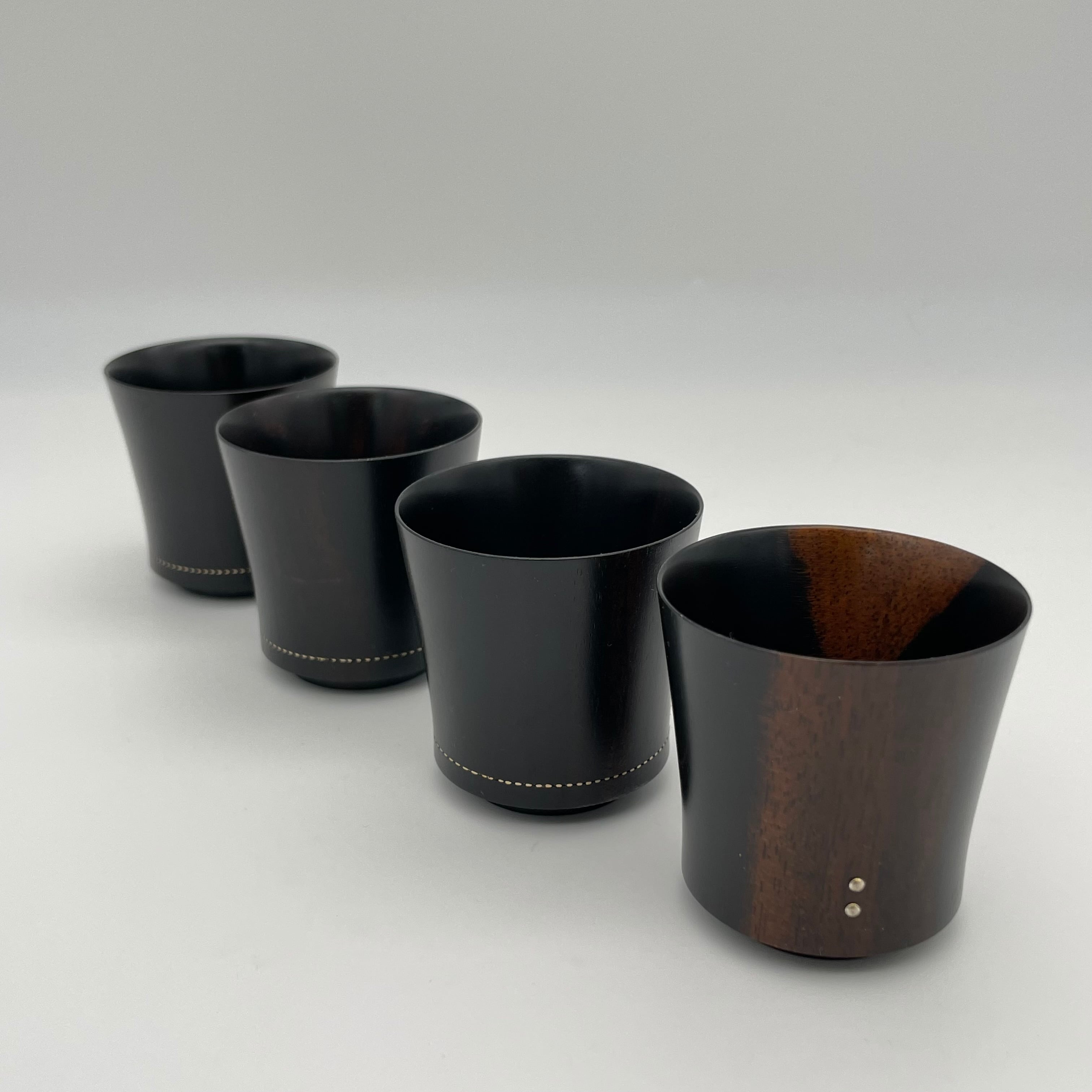 ☆黒織部つるし柿文様☆四方筒　杯 三峰園窯 湯呑 黒織部 丸つるし柿 【商品番号：001】 | 瀬戸蔵