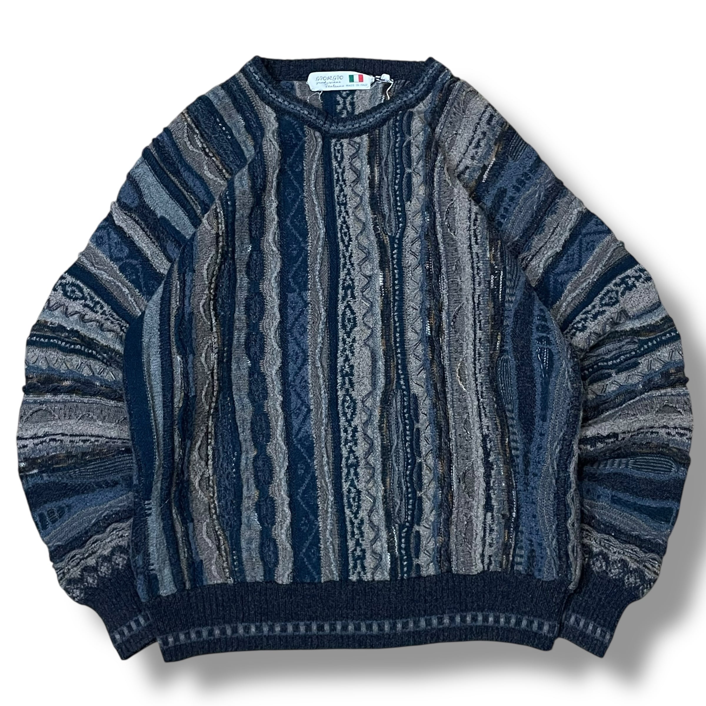 L】TUNDRA カナダ製 COOGI風 クージーニット 3Dニット マルチカラー 総