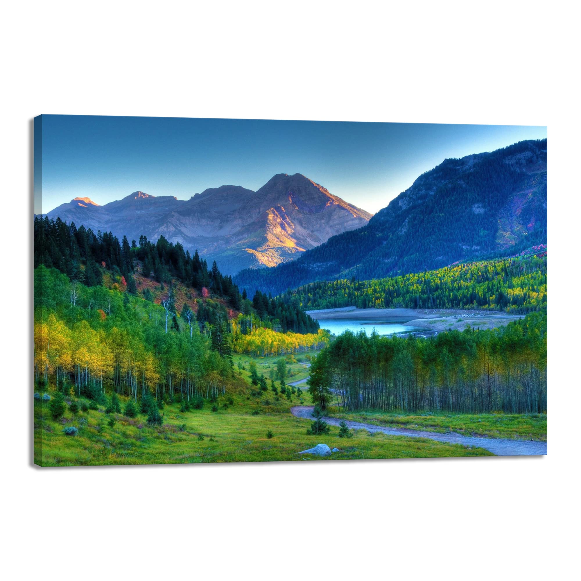 【数量限り】山 森 アートパネル 森林 緑色 自然風景 ポスター 風景画 壁掛け 風水 開運 装飾画 木枠付きの完成品 (30x40cm x1Pcs)