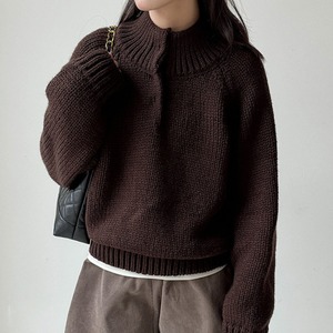 half-button knit pullover　J00404