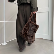 Leopard eco fur tote bag/brown
