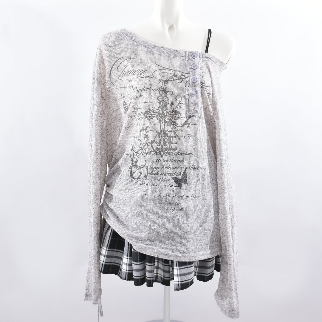 【8/4新着】ボタンクロスギャザースラブロンT