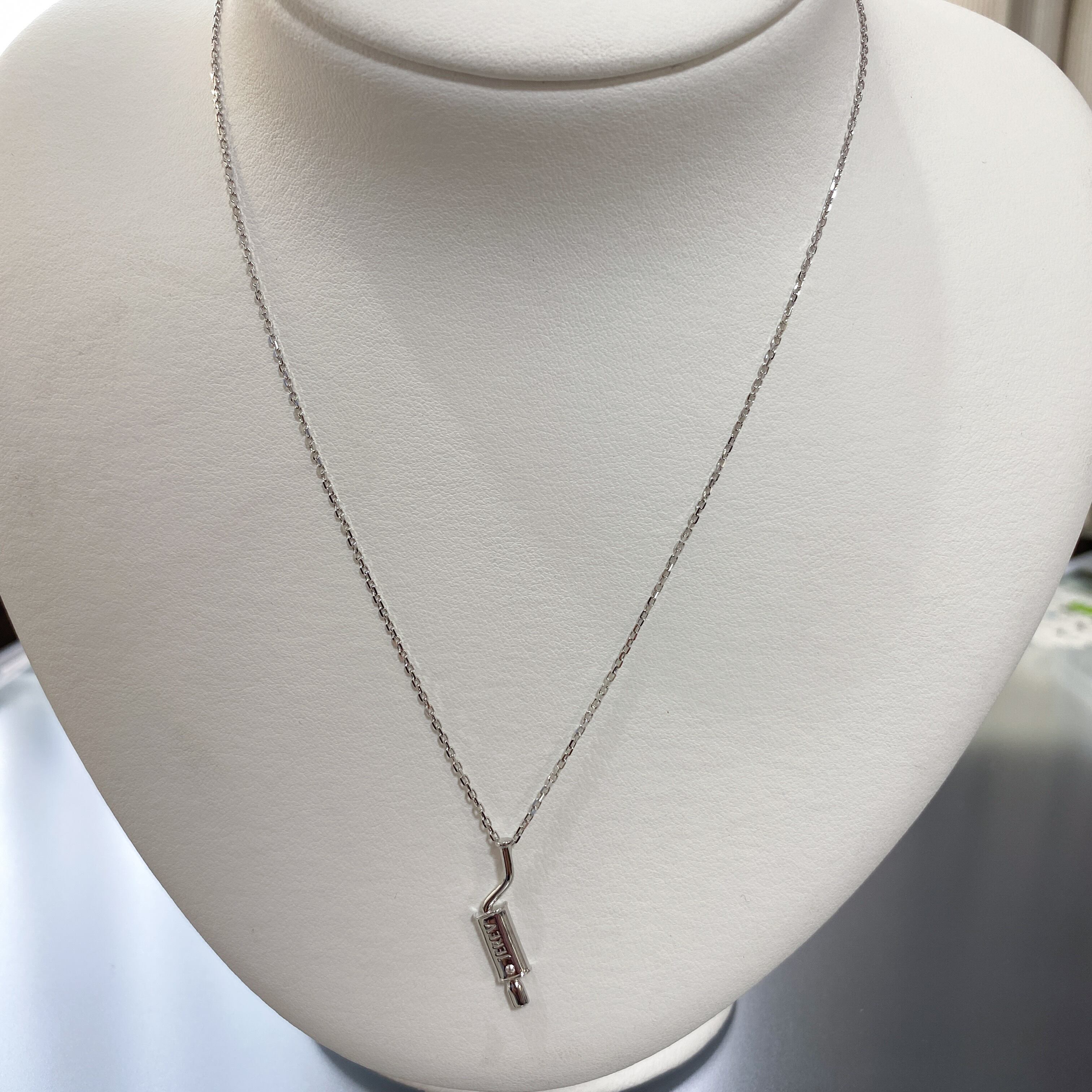 受注生産】K18 マフラー ダイヤモンド ペンダントネックレス K18WG（18