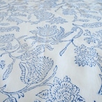 ブロックプリント生地【50cm単位】インド綿 花柄 白×ブルー #52810-WT1