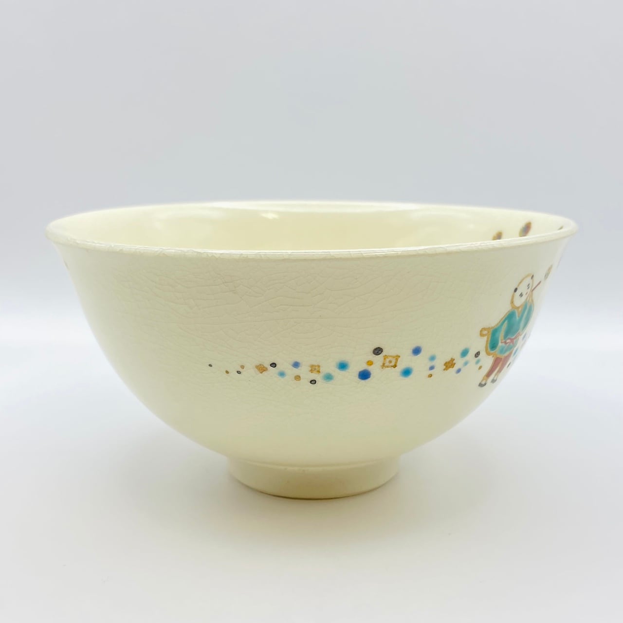 新古】茶碗 色絵 蛍手 唐子 橋本美峰 共箱入 | 茶道具 錦玉堂