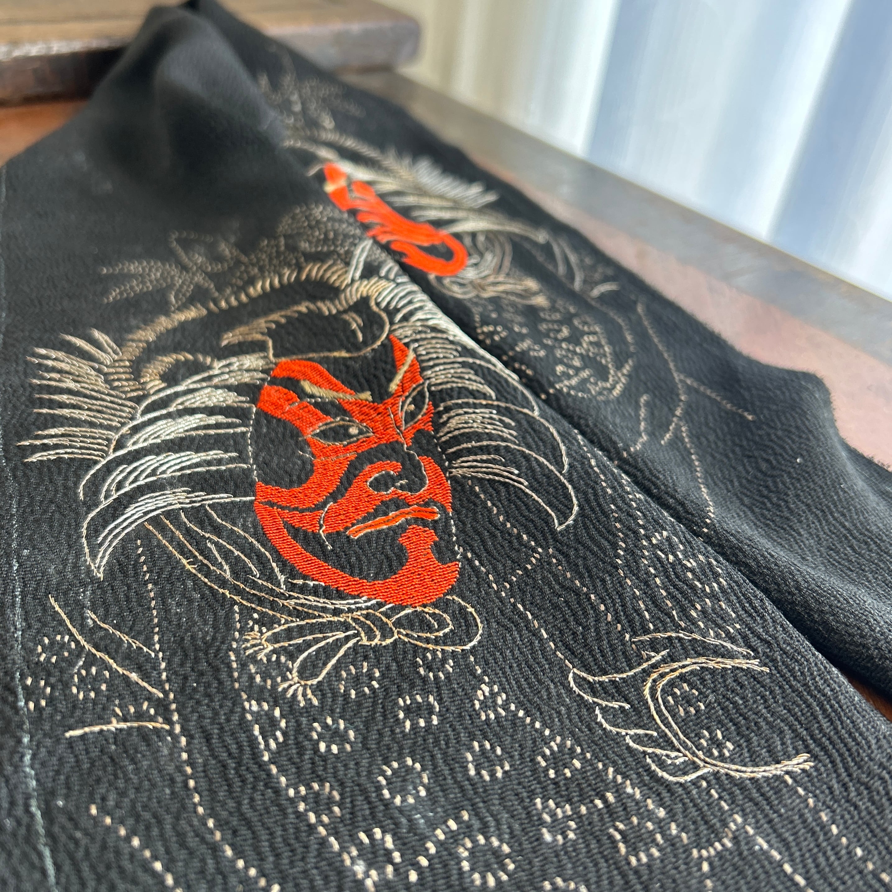 アンティーク刺繍半襟　暫