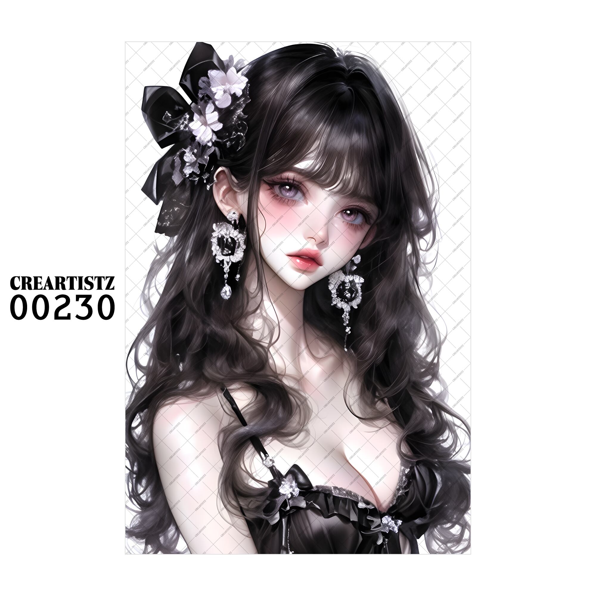 00230 ガール キュート オリジナル ペーパー/ステッカー 4枚セット CREARTISTZ