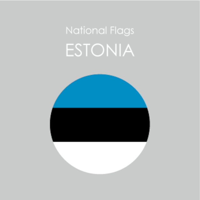 円形国旗ステッカー「エストニア」
