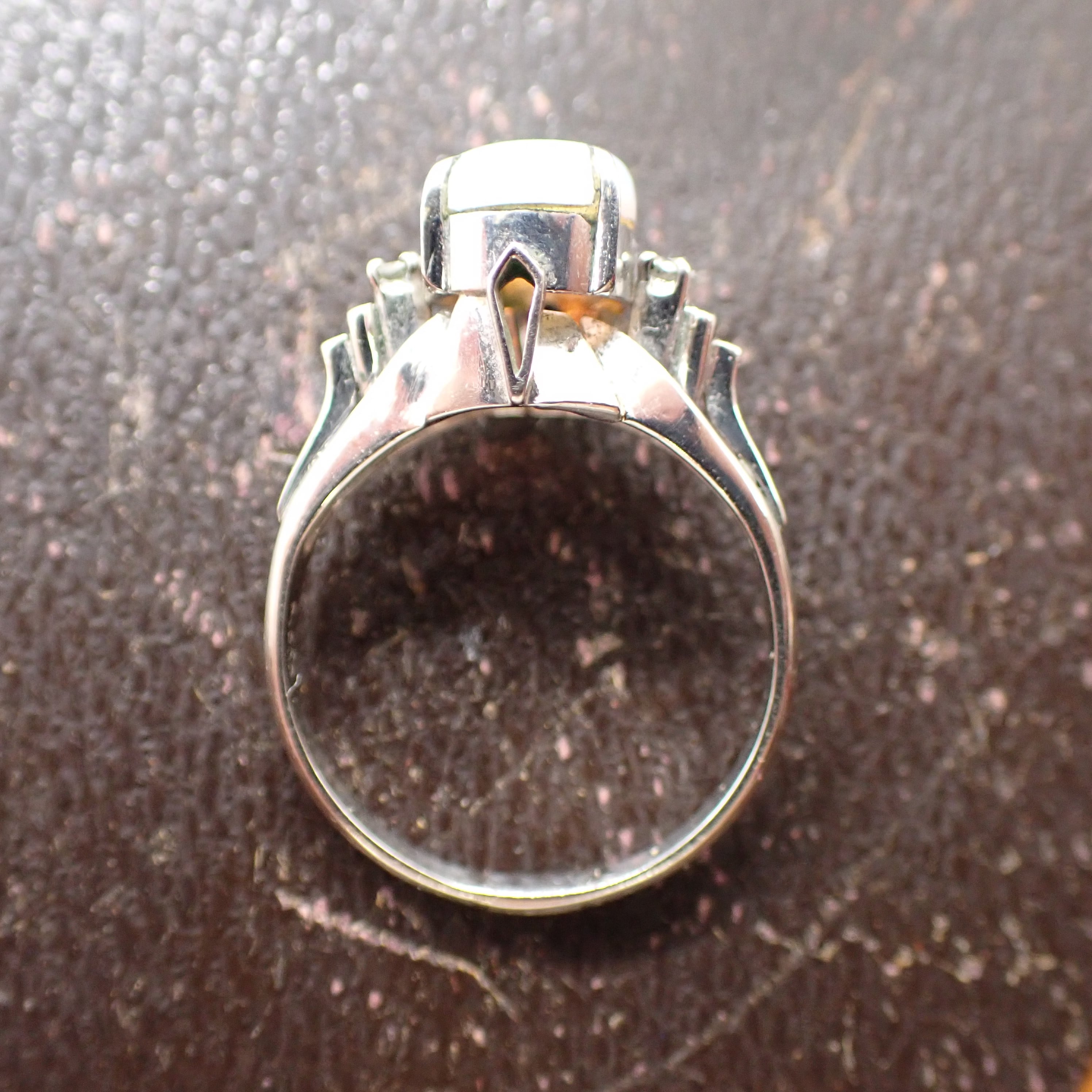 日本の作品】昭和レトロ デザイン ヴィンテージリング Pt900 オパール