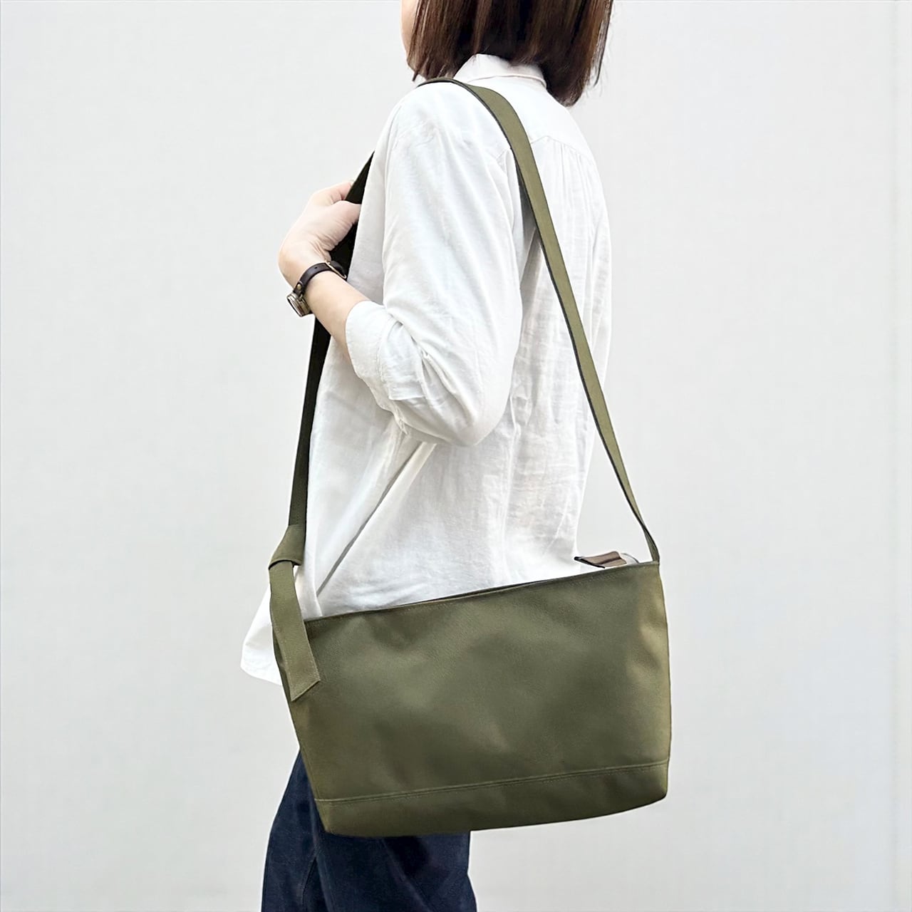 DRIFTER-S:カーキ(コーデュラナイロン 撥水加工ナイロン素材ショルダーバッグ)<受注製作>