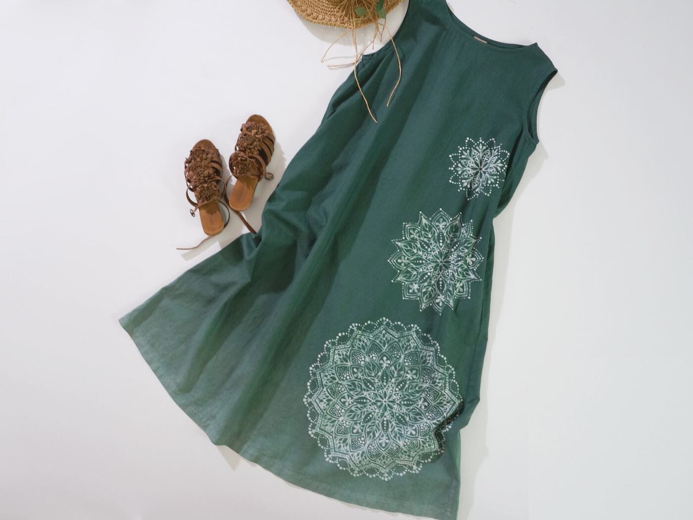 Batik half linen no/sl dress