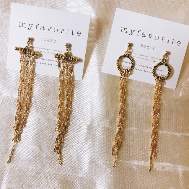 クロスタッセルピアス ラウンドタッセルピアス Cross Tassel Earrings Round tassel earrings