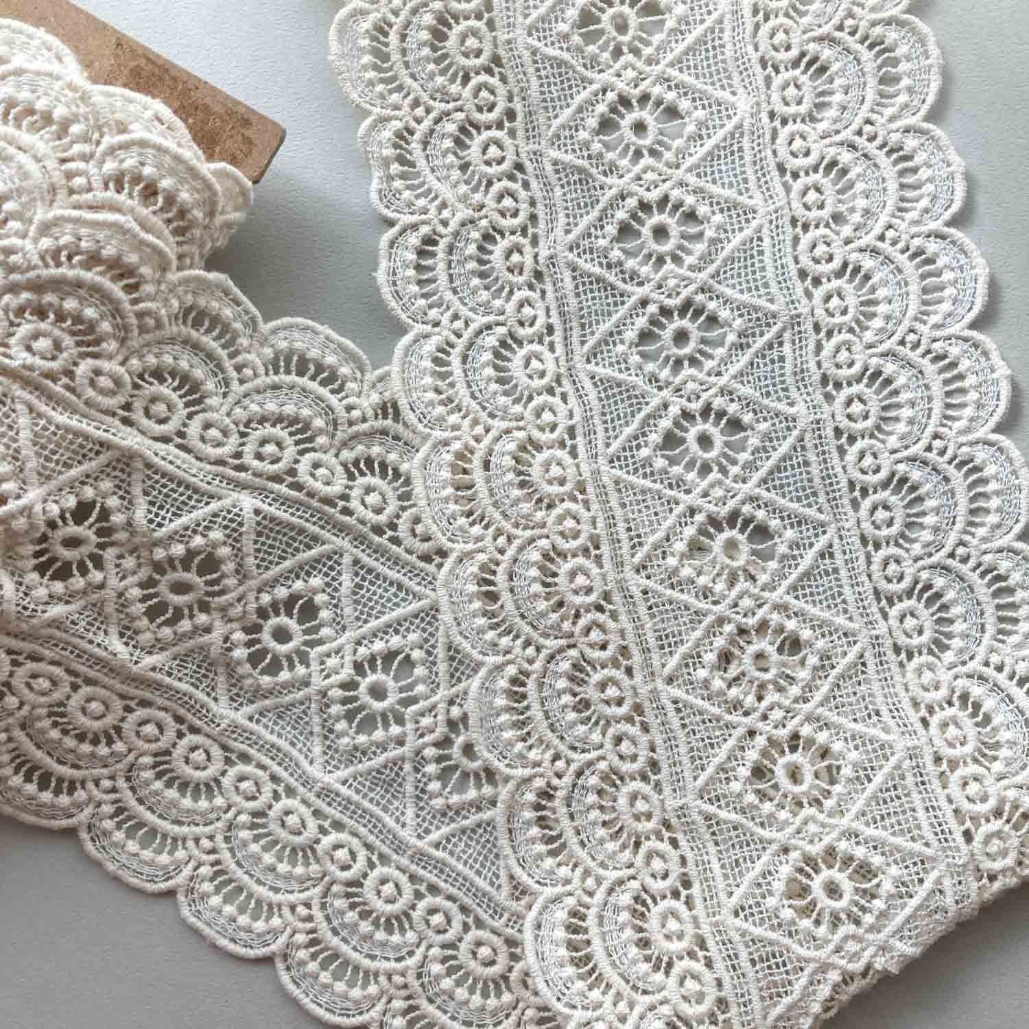 クリップ50個計6枚トルコ刺繍 ホワイト レース 2枚セット×3セット クリップ50個計6枚トルコ刺繍 ホワイト レース 2枚セット×3