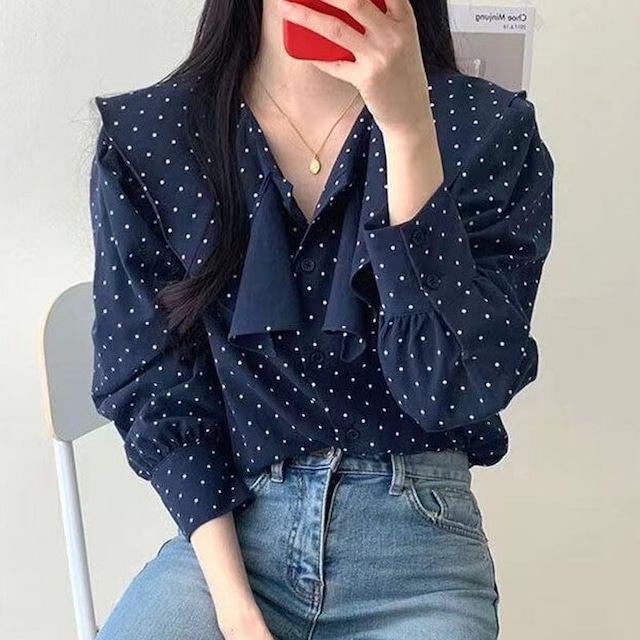 フリルカラードットブラウス　L1166