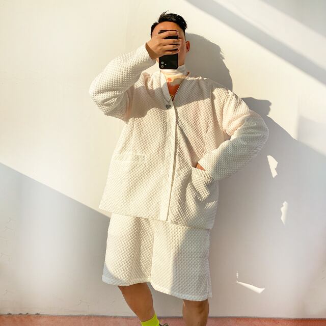 パイル生地　カーディガン　ハーフパンツ　セットアップ　アトラクションズ パイル生地 カーディガン ハーフパンツ セットアップ アトラクションズ