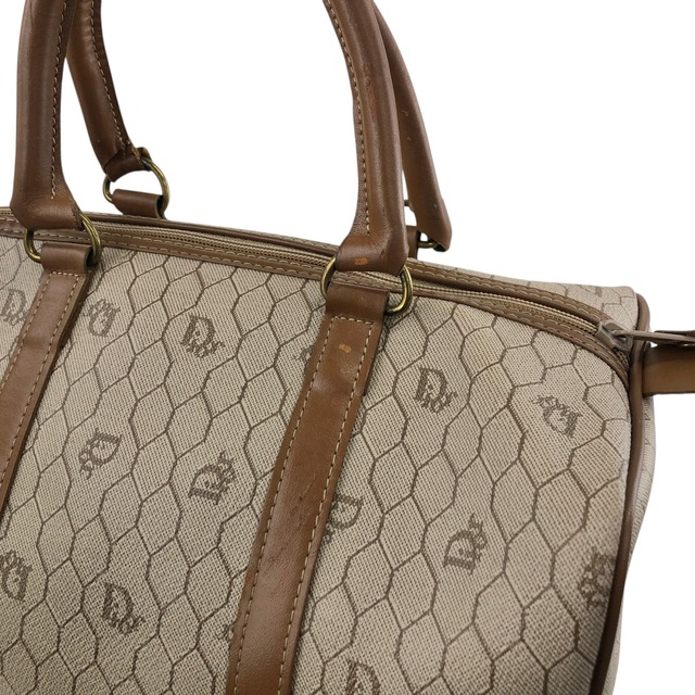 Christian Dior クリスチャン ディオール ハニカム ハンドバッグ ベージュ PVCレザー ボストンバッグ vintage ヴィンテージ オールド y2sxs7
