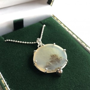 Dendrite & Natural Diamond Necklace (B) silver925