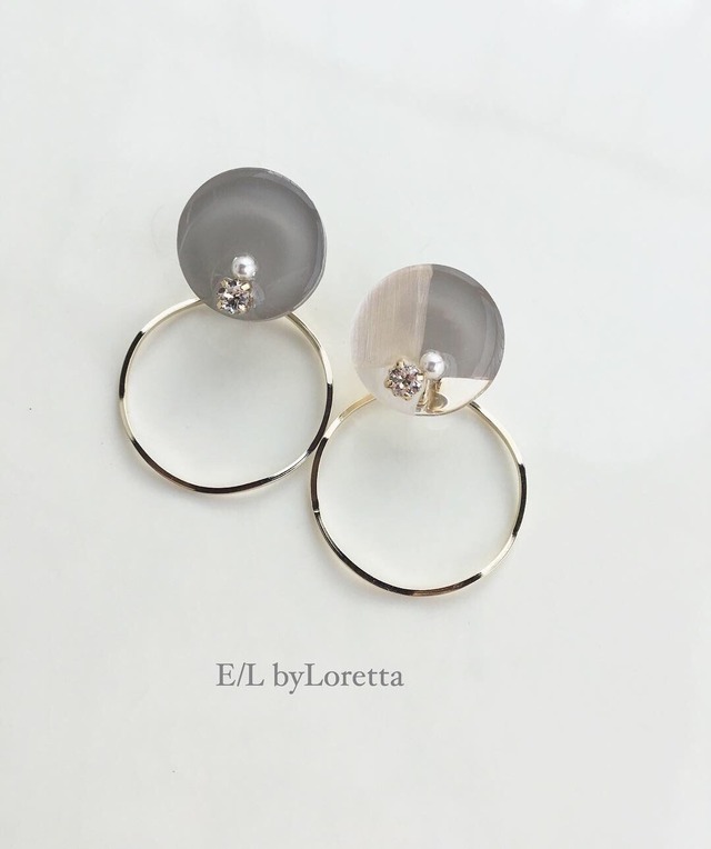 2way 3color hoop pierce/earring(Beige)