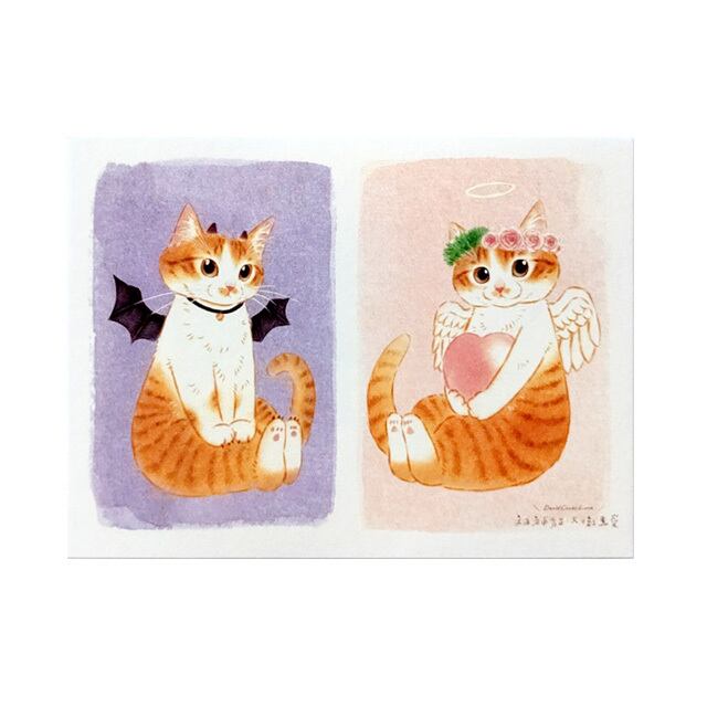 台湾ポストカード 猫 「天使と悪魔」 | 猫式×台灣 台湾雑貨 猫雑貨の