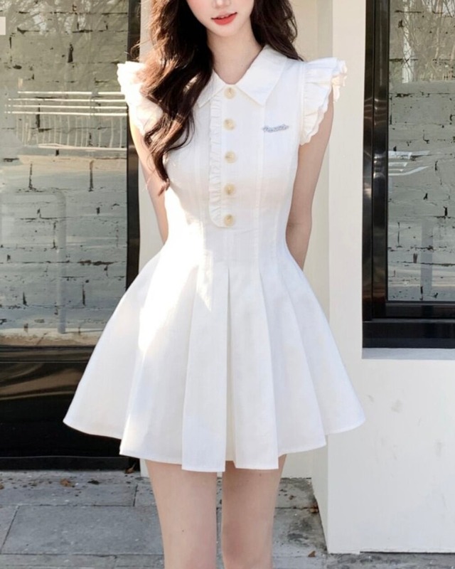 フライングスリーブプリーツドールワンピース 25W08487